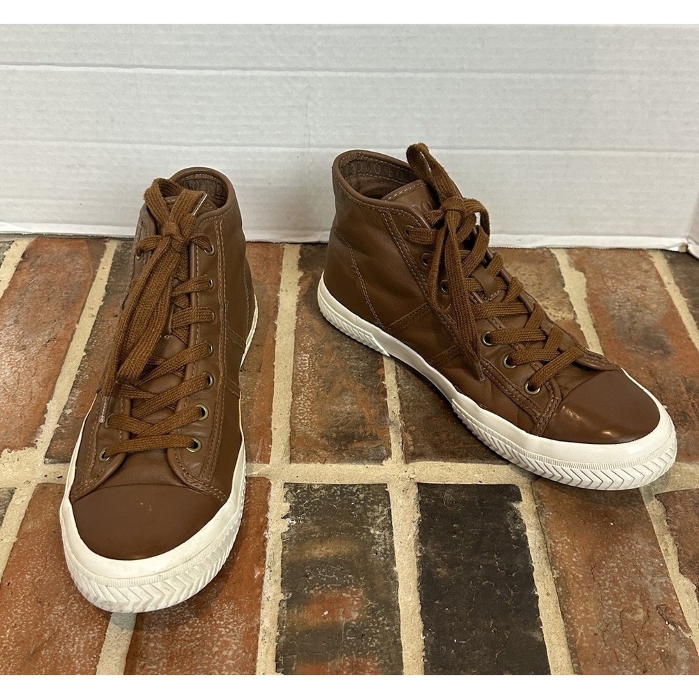 Polo Ralph Lauren Tremayne Brown Leather High Tops Sneakers Shoes‎ Men's 8.5 D